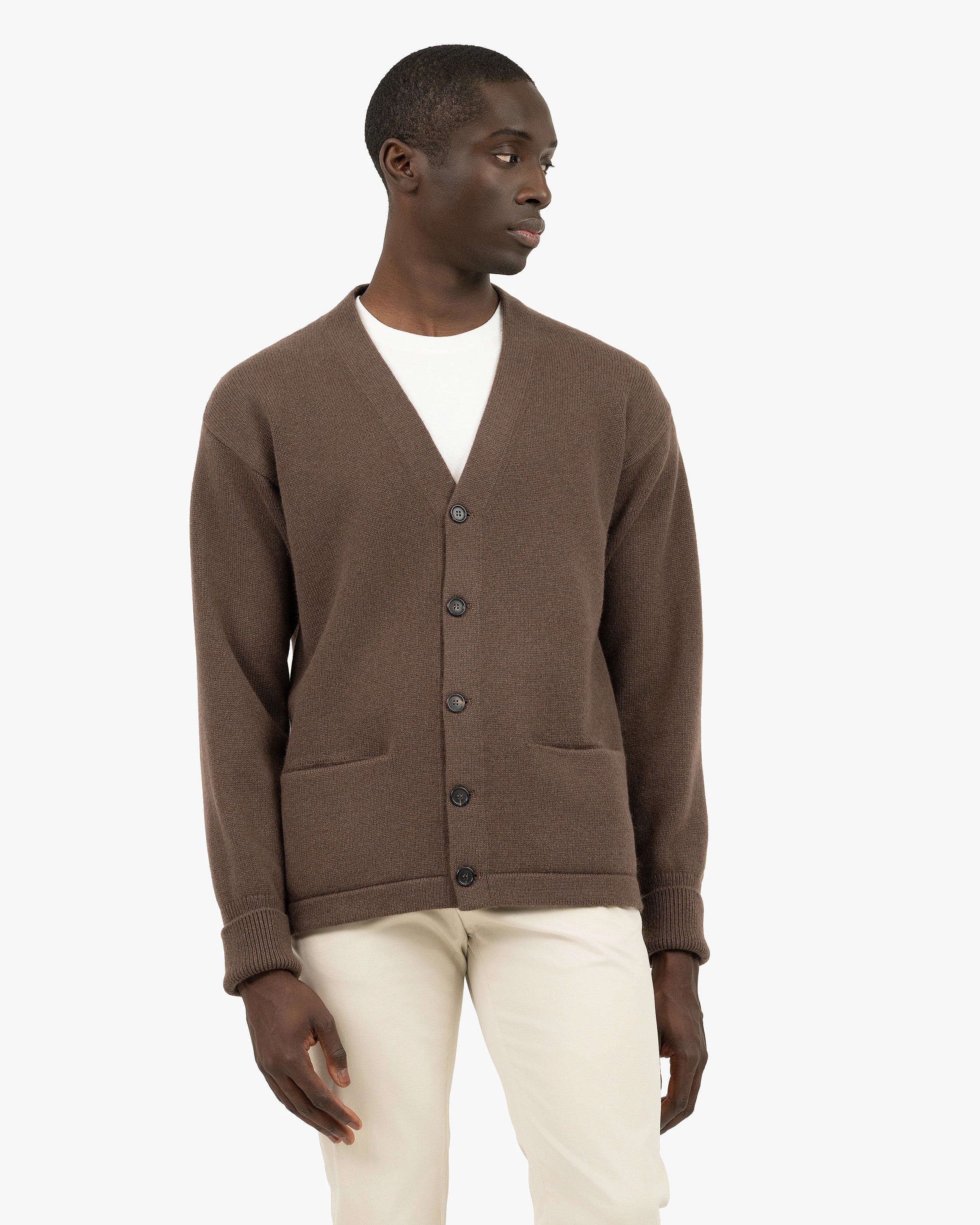 Men's Beacon Cashmere Cardigan - Brown | MaisonCashmere