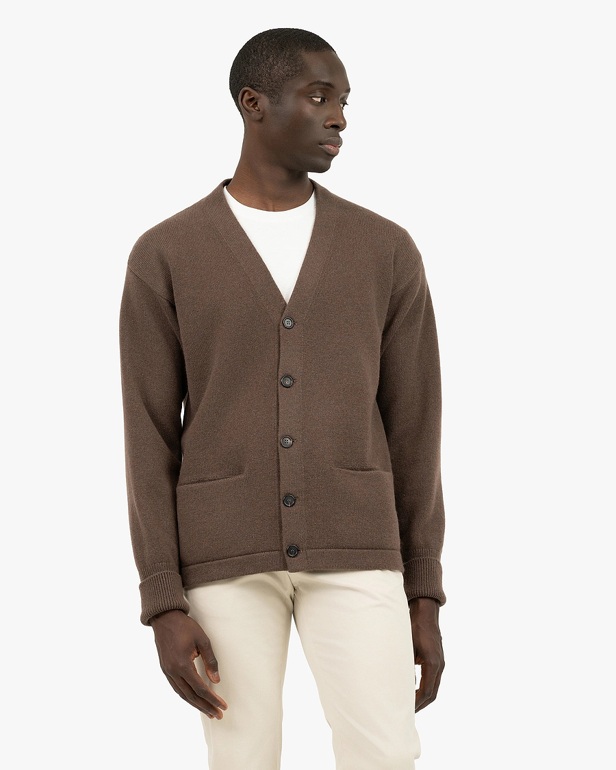 Men's Beacon Cardigan - Brown Cashmere