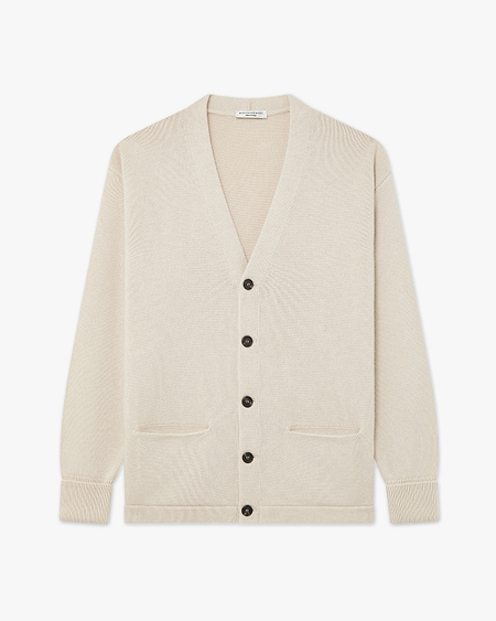 Men's Beacon Cardigan - Light Beige Cashmere