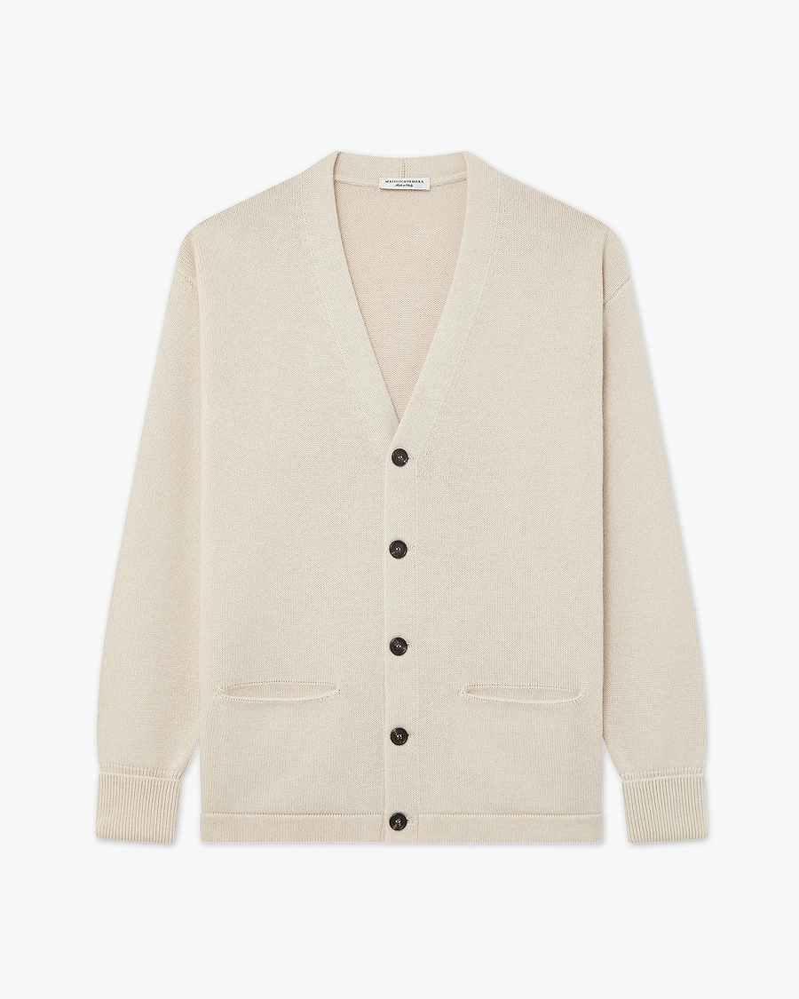 Men's Beacon Cardigan - Light Beige Cashmere