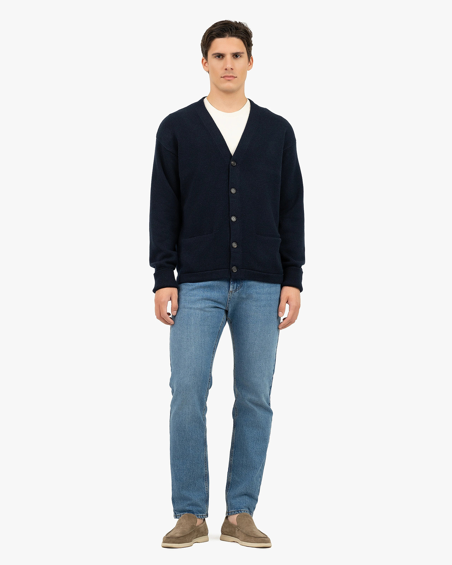 Men's Beacon Cardigan - Night Blue Cashmere