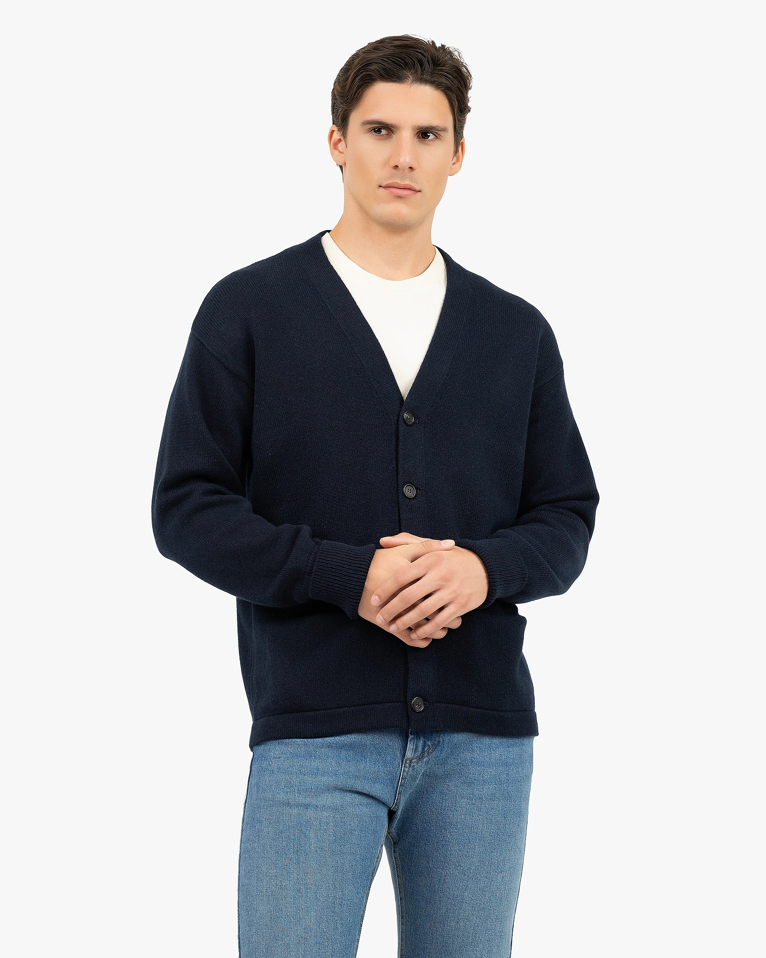 Men's Beacon Cardigan - Night Blue Cashmere