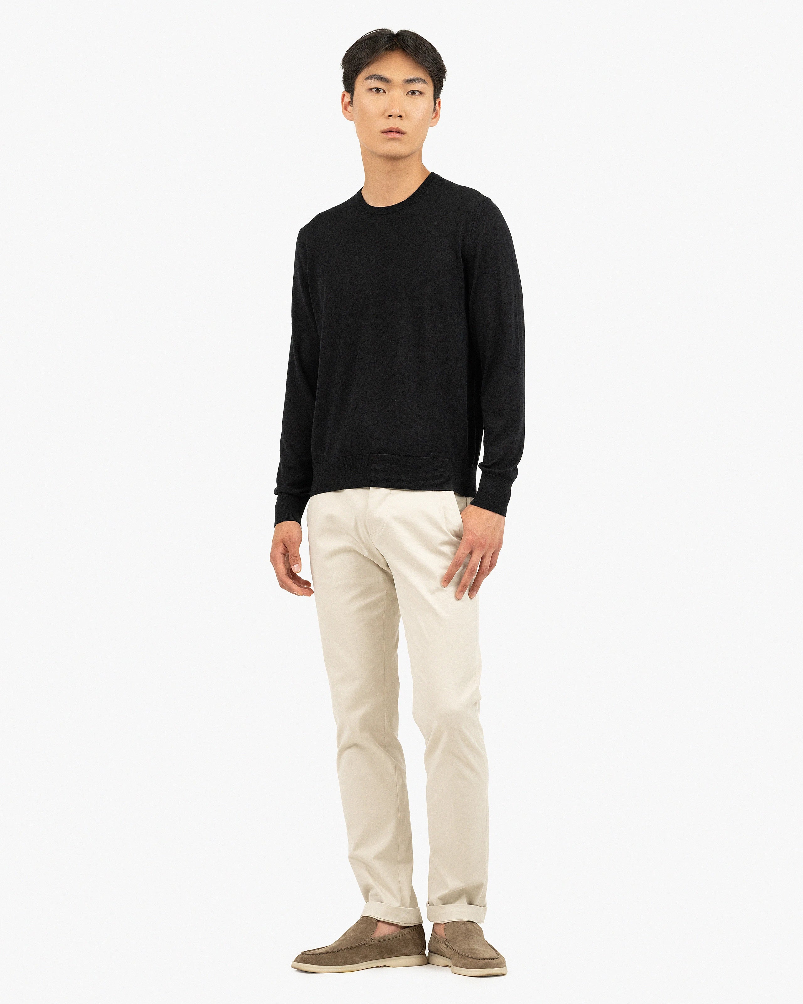 Men's Belmond Crew Neck Sweater - Black Merino Superfine