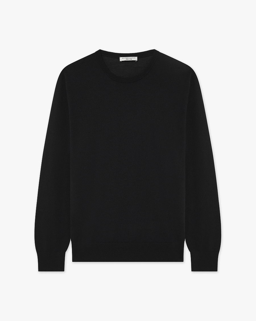 Men's Belmond Crew Neck Sweater - Black Merino Superfine