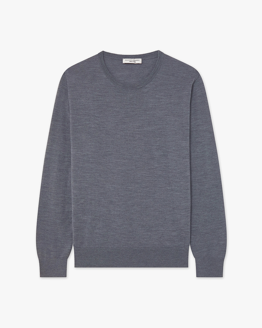 Men's Belmond Crew Neck Sweater - Grey Merino Superfine