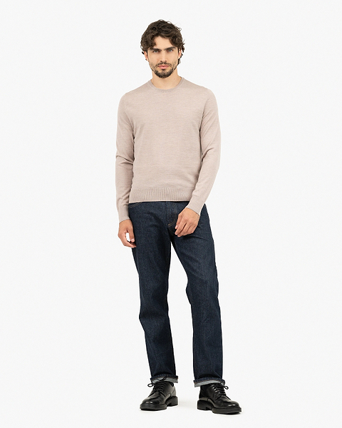 Men's Belmond Crew Neck Sweater - Beige Merino Superfine