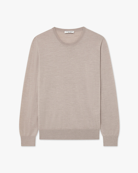 Men's Belmond Crew Neck Sweater - Beige Merino Superfine