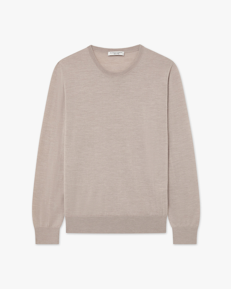 Men's Belmond Crew Neck Sweater - Beige Merino Superfine