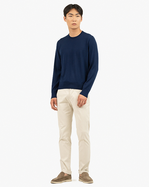 Men's Belmond Crew Neck Sweater - Blue Merino Superfine