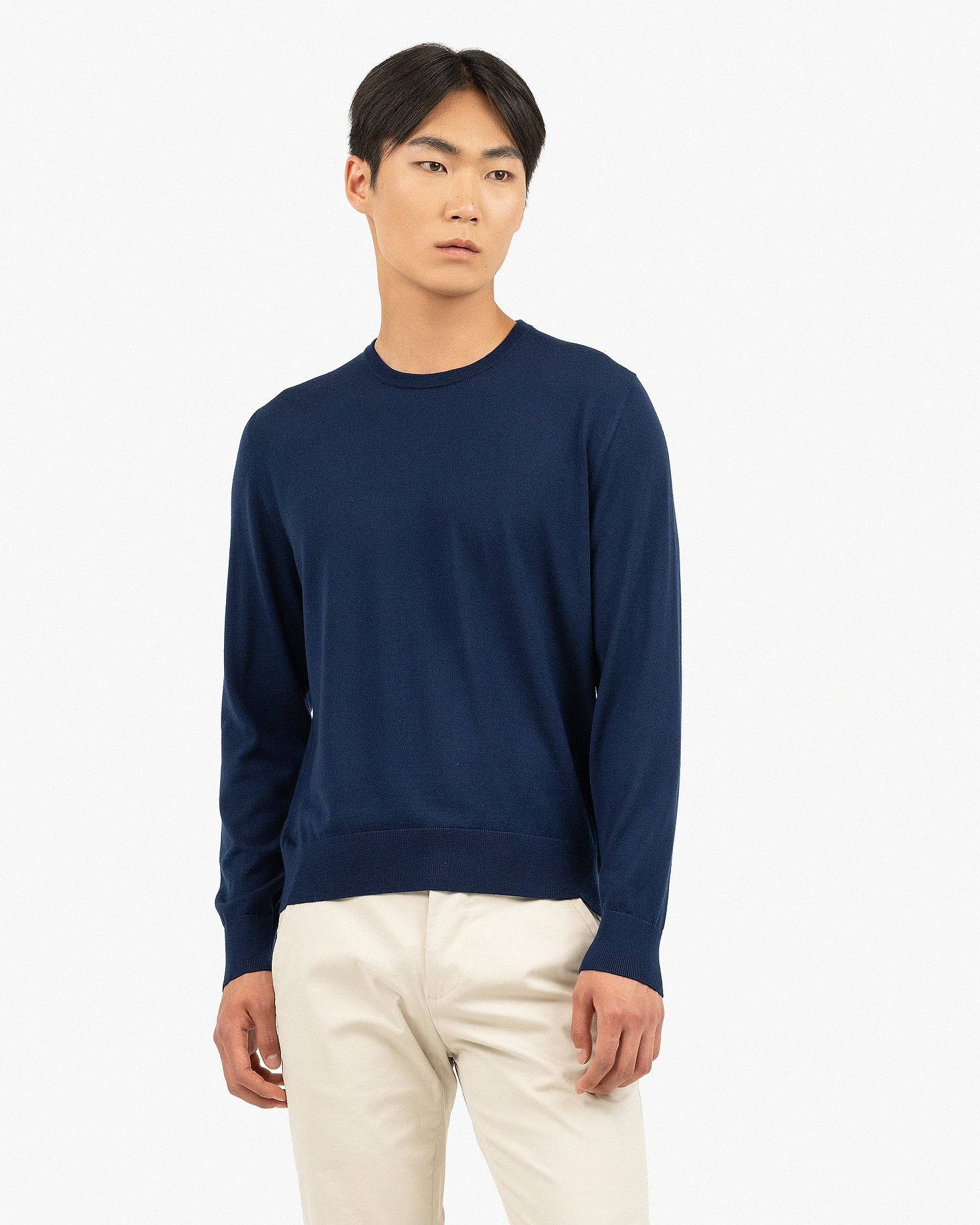 Men's Belmond Crew Neck Sweater - Blue Merino Superfine
