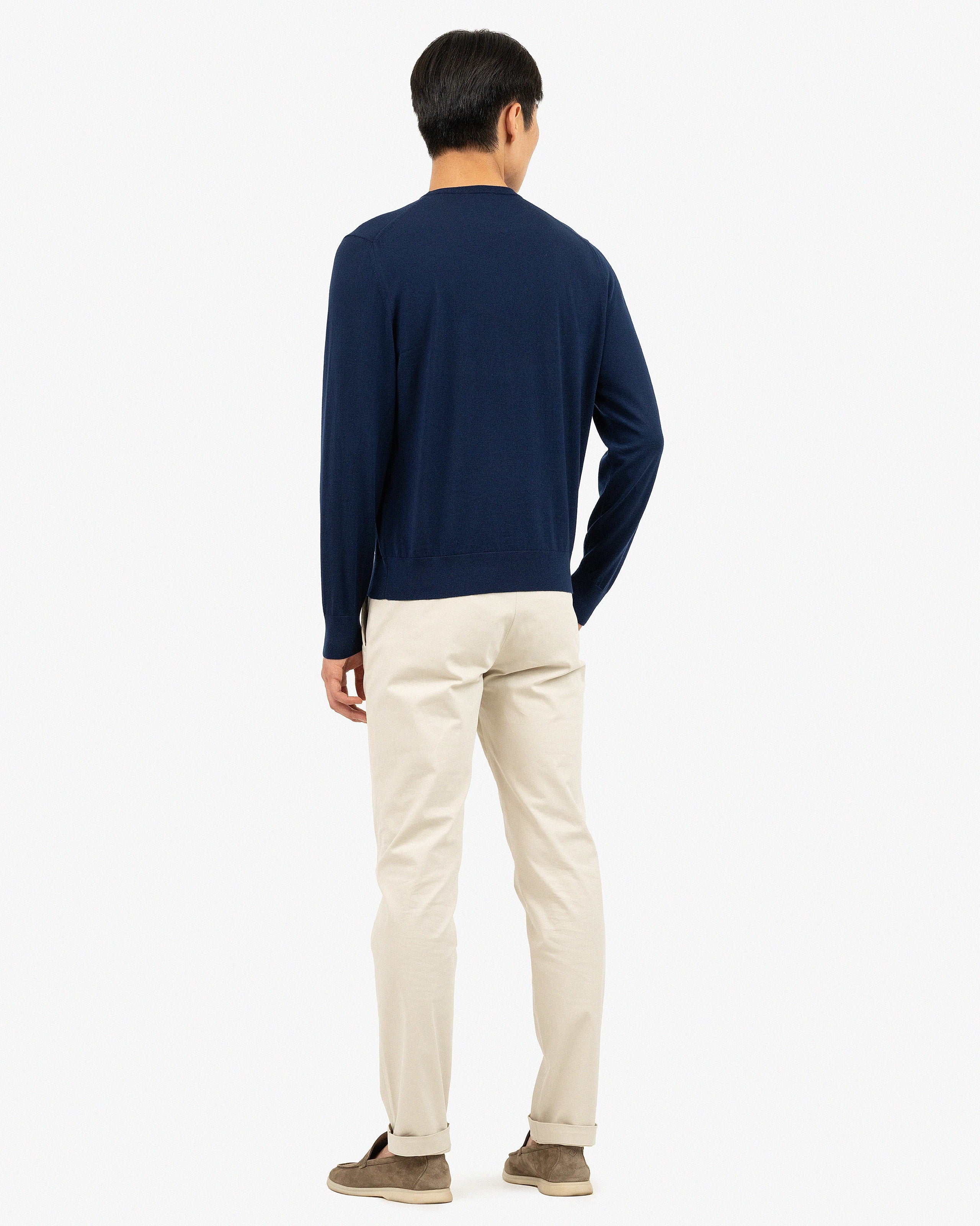 Men's Belmond Crew Neck Sweater - Blue Merino Superfine