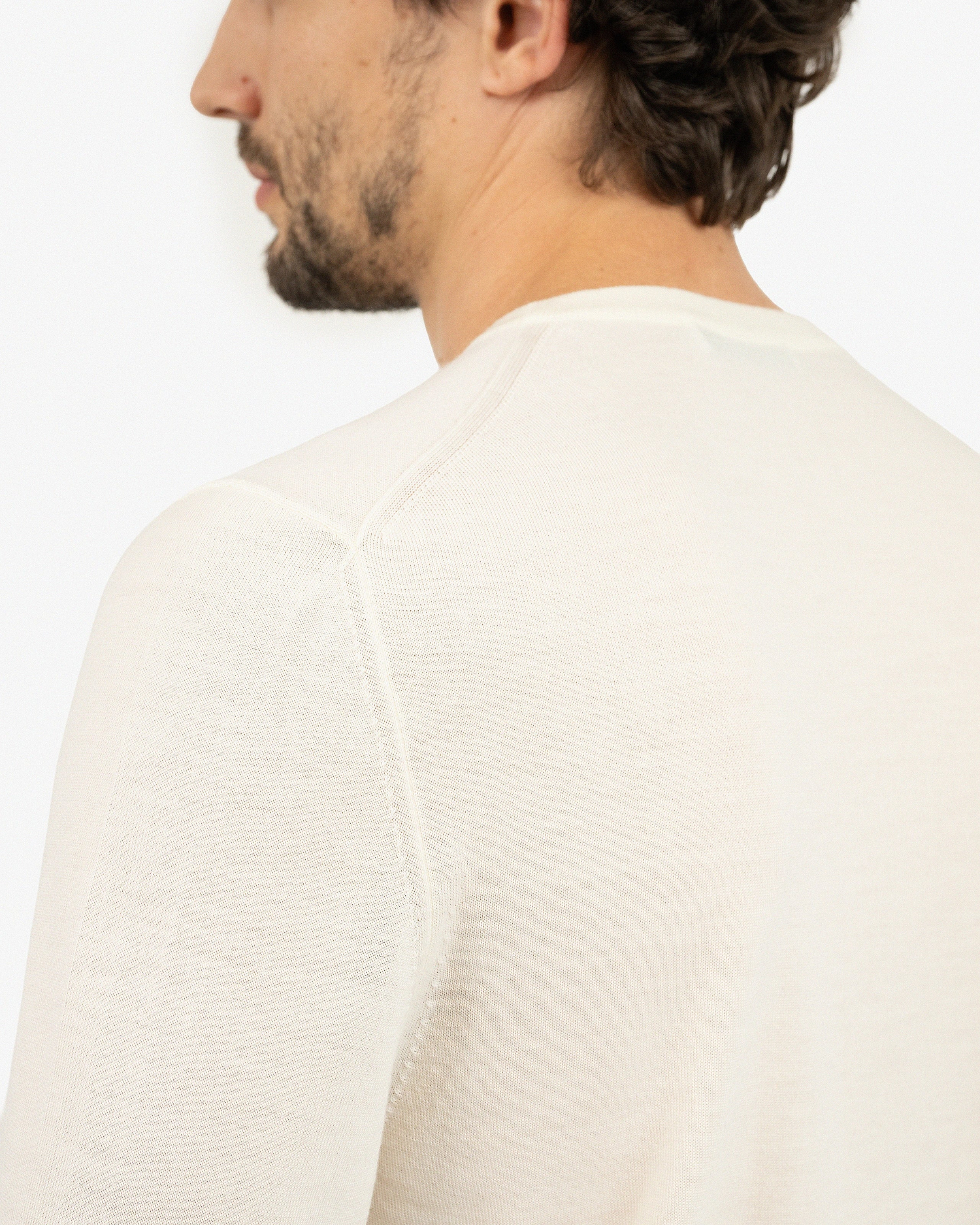 Men's Belmond Crew Neck Sweater - White Merino Superfine