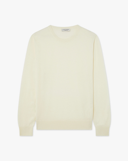 Men's Belmond Crew Neck Sweater - White Merino Superfine