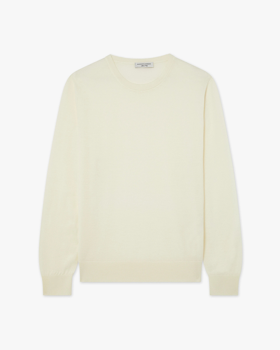 Men's Belmond Crew Neck Sweater - White Merino Superfine