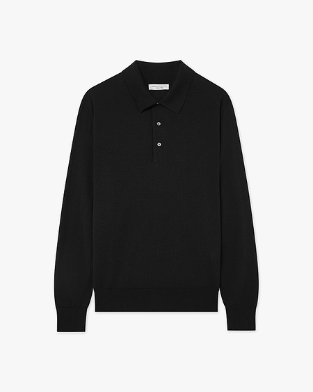 Men's Belmond Polo Sweater - Black Merino Superfine