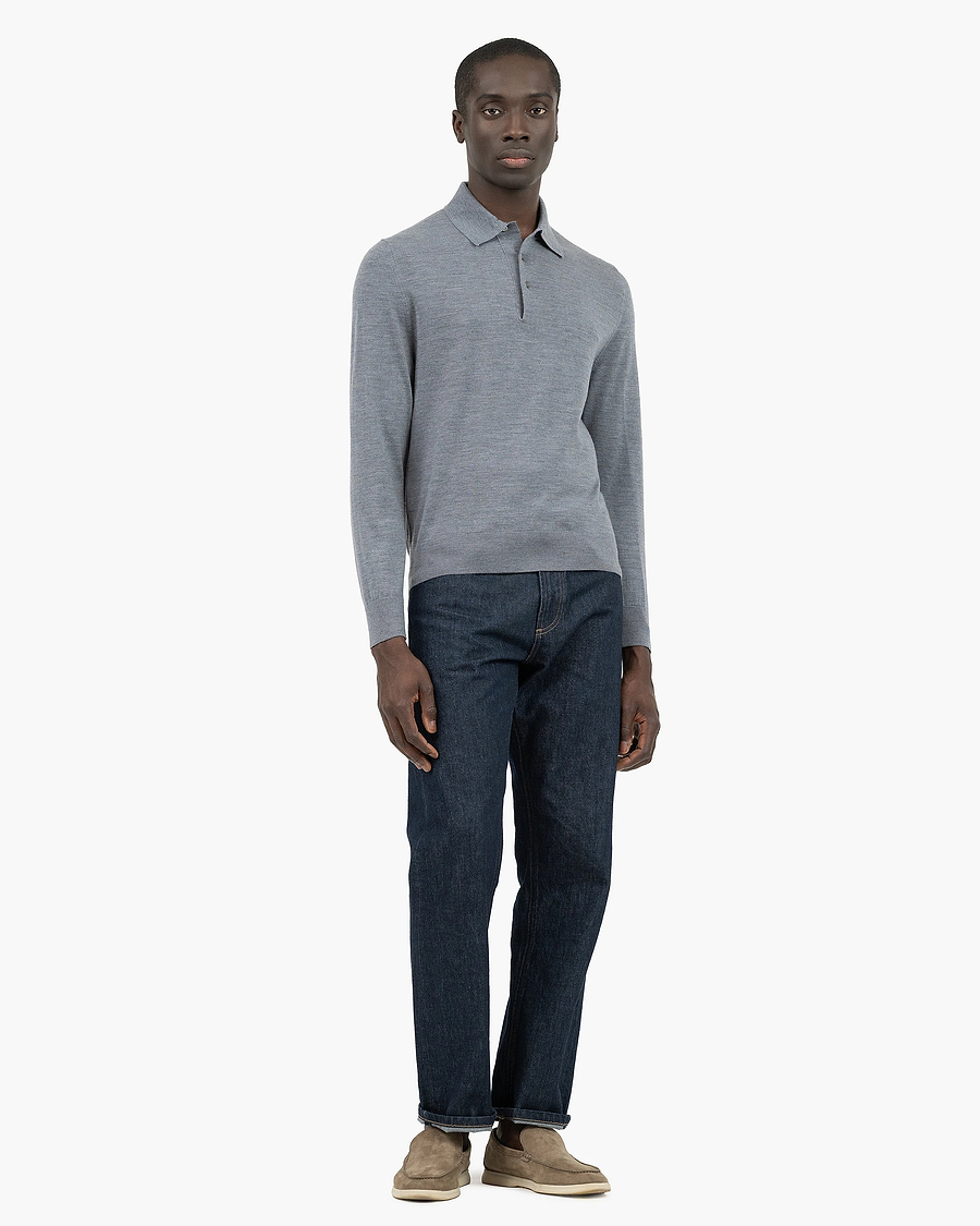 Men's Belmond Polo Sweater - Grey Merino Superfine