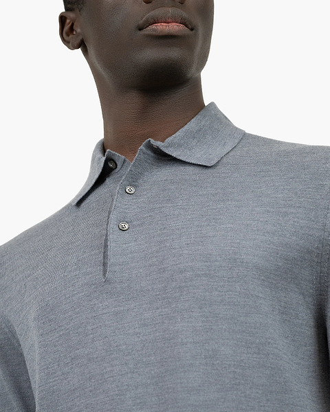 Men's Belmond Polo Sweater - Grey Merino Superfine