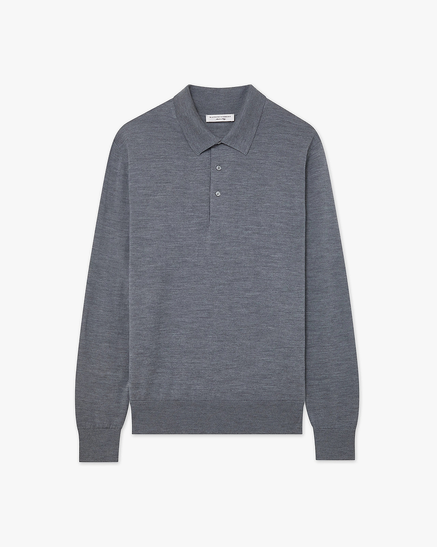 Men's Belmond Polo Sweater - Grey Merino Superfine