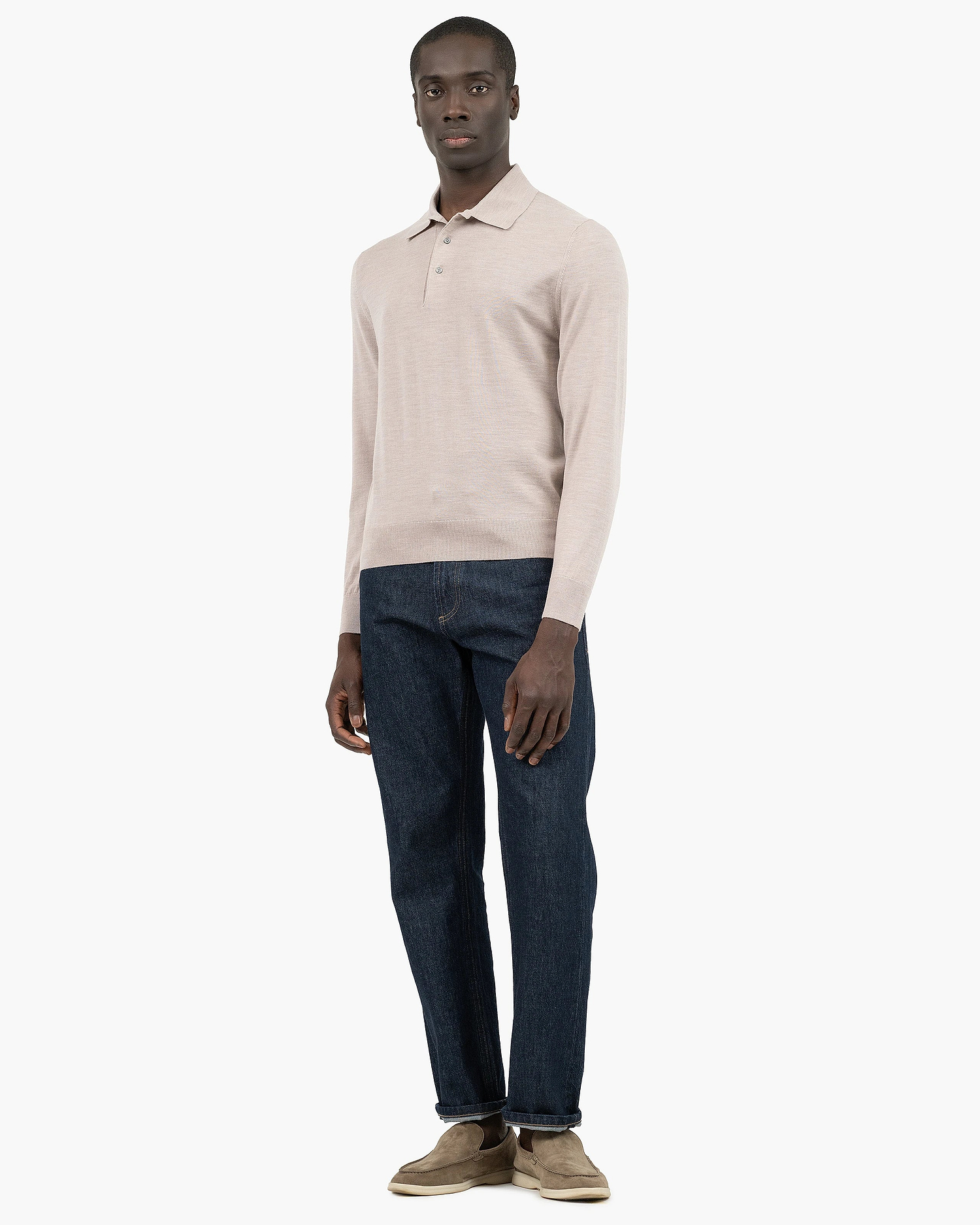 Men's Belmond Polo Sweater - Beige Merino Superfine