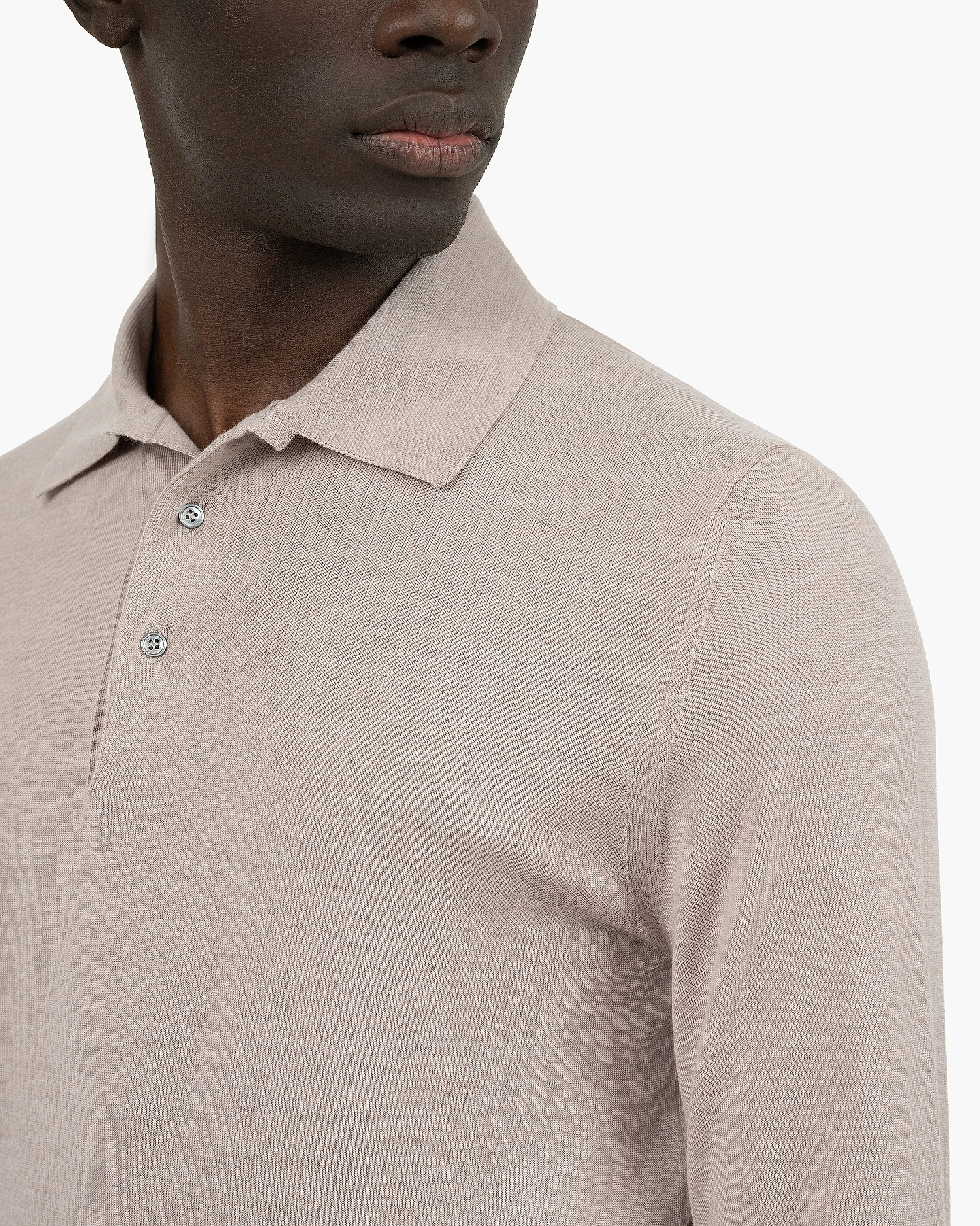 Men's Belmond Polo Sweater - Beige Merino Superfine