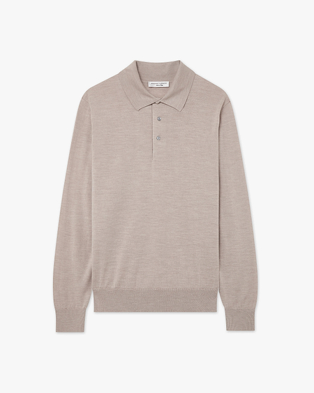 Men's Belmond Polo Sweater - Beige Merino Superfine