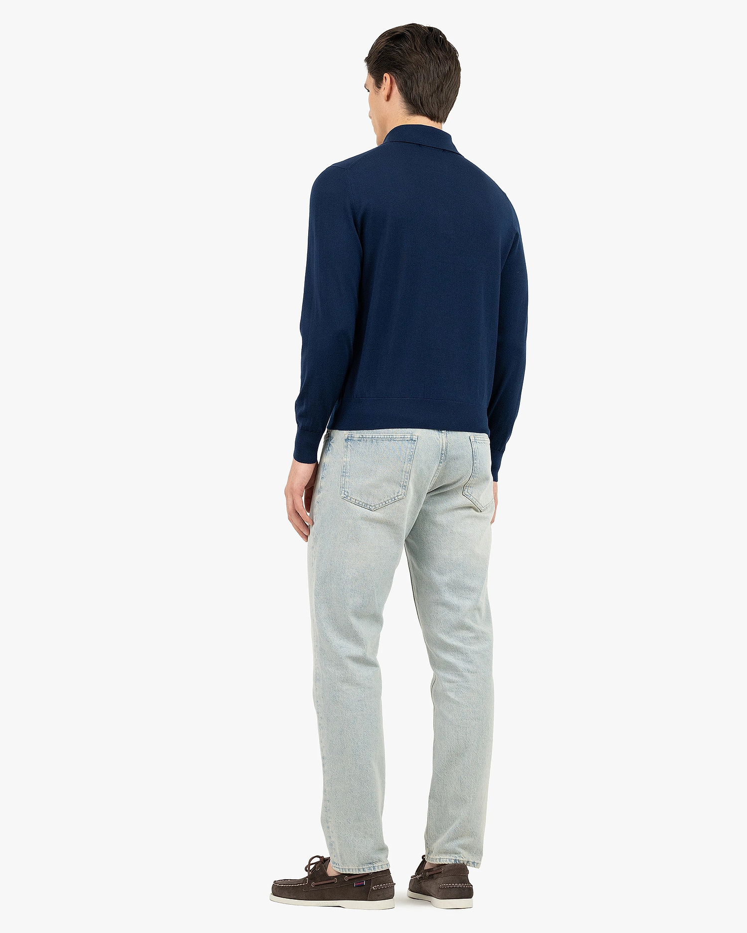 Men's Belmond Polo Sweater - Blue Merino Superfine