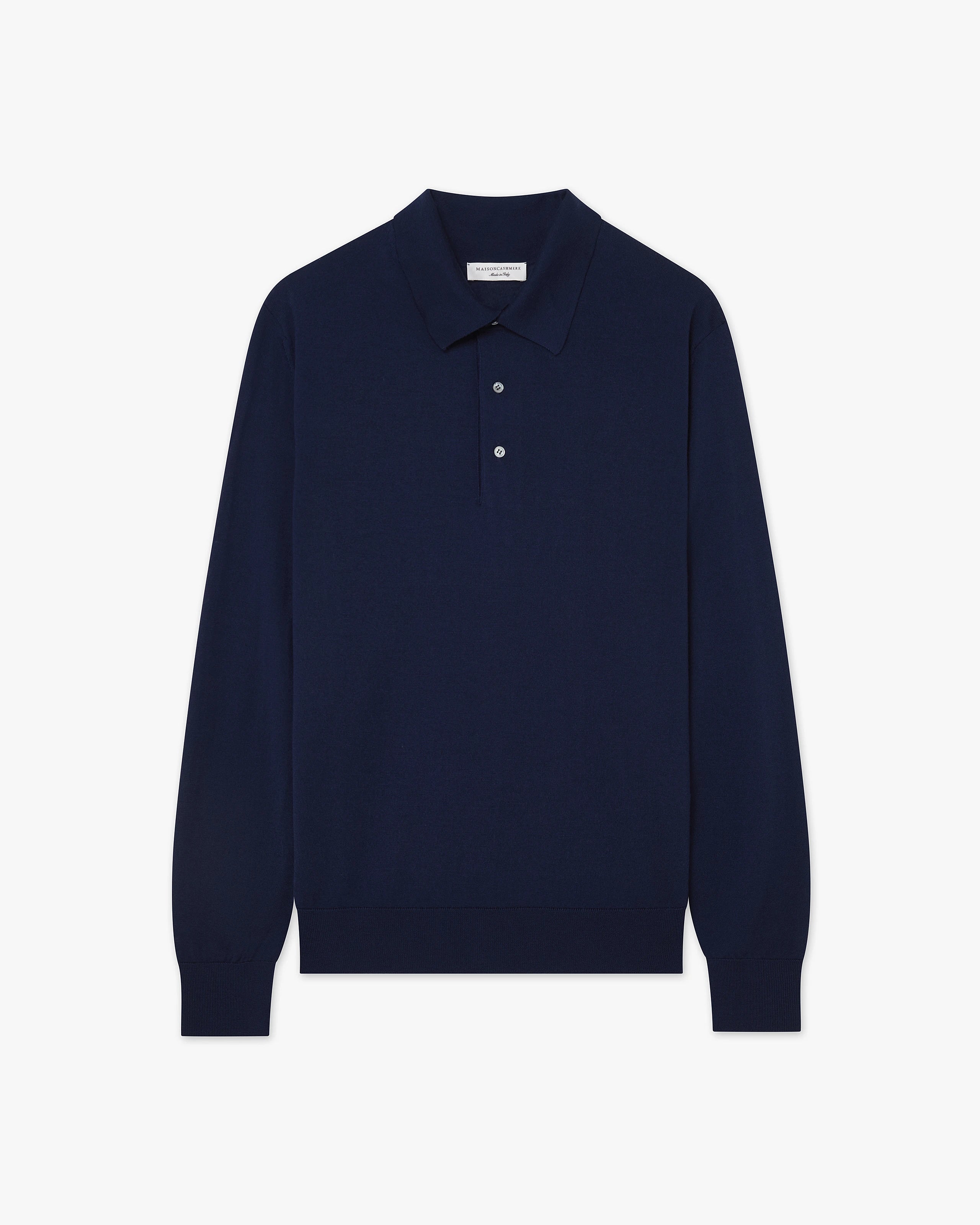 Men's Belmond Polo Sweater - Blue Merino Superfine