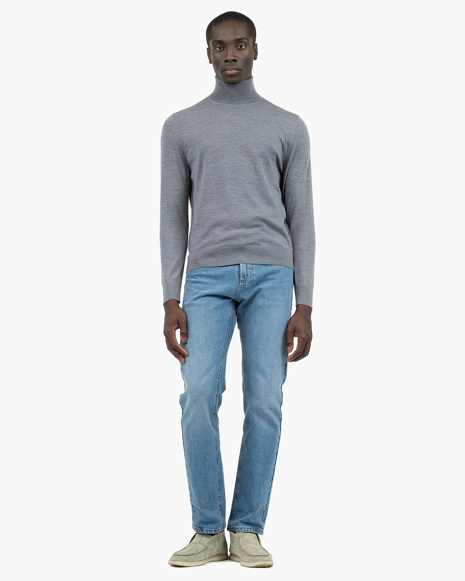 Men's Belmond Turtleneck Sweater - Grey Merino Superfine