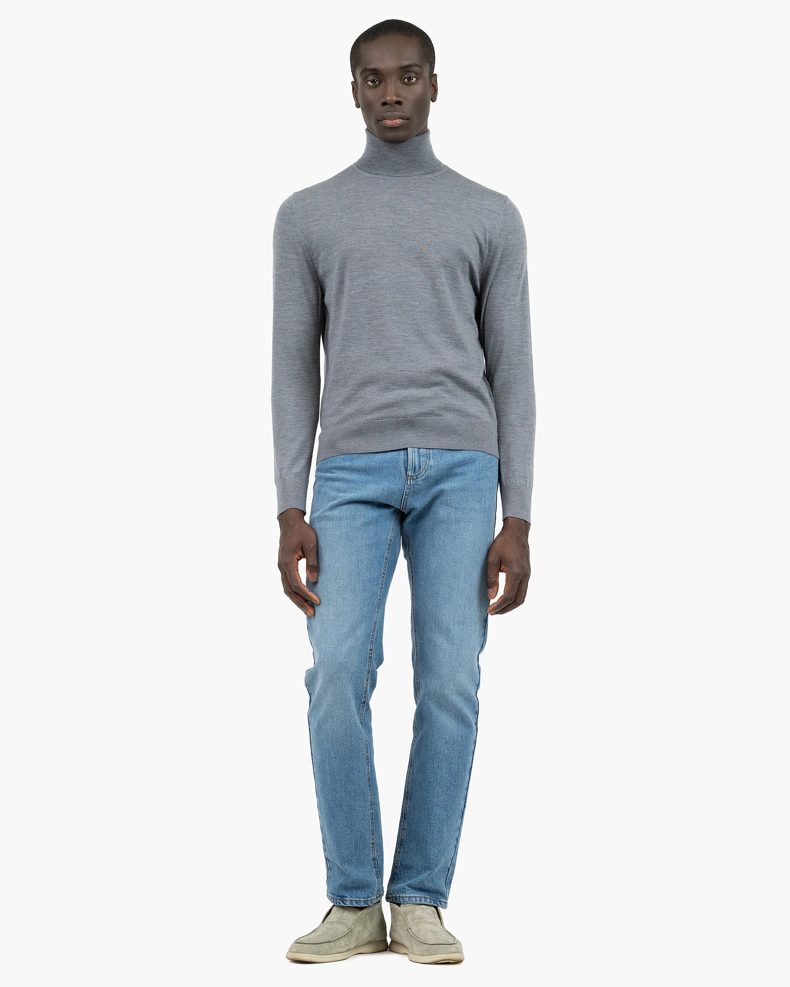 Men's Belmond Turtleneck Sweater - Grey Merino Superfine