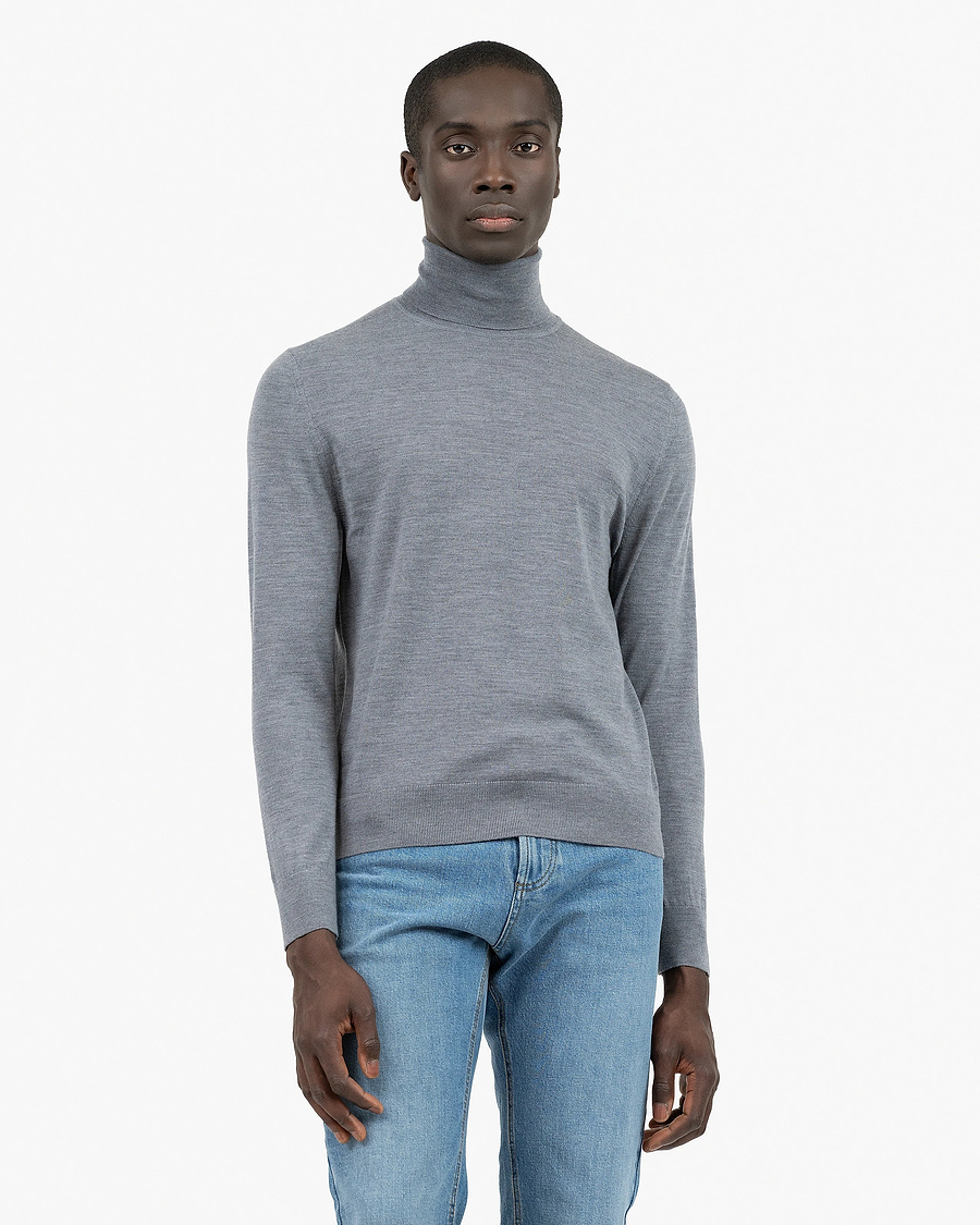 Men's Belmond Turtleneck Sweater - Grey Merino Superfine