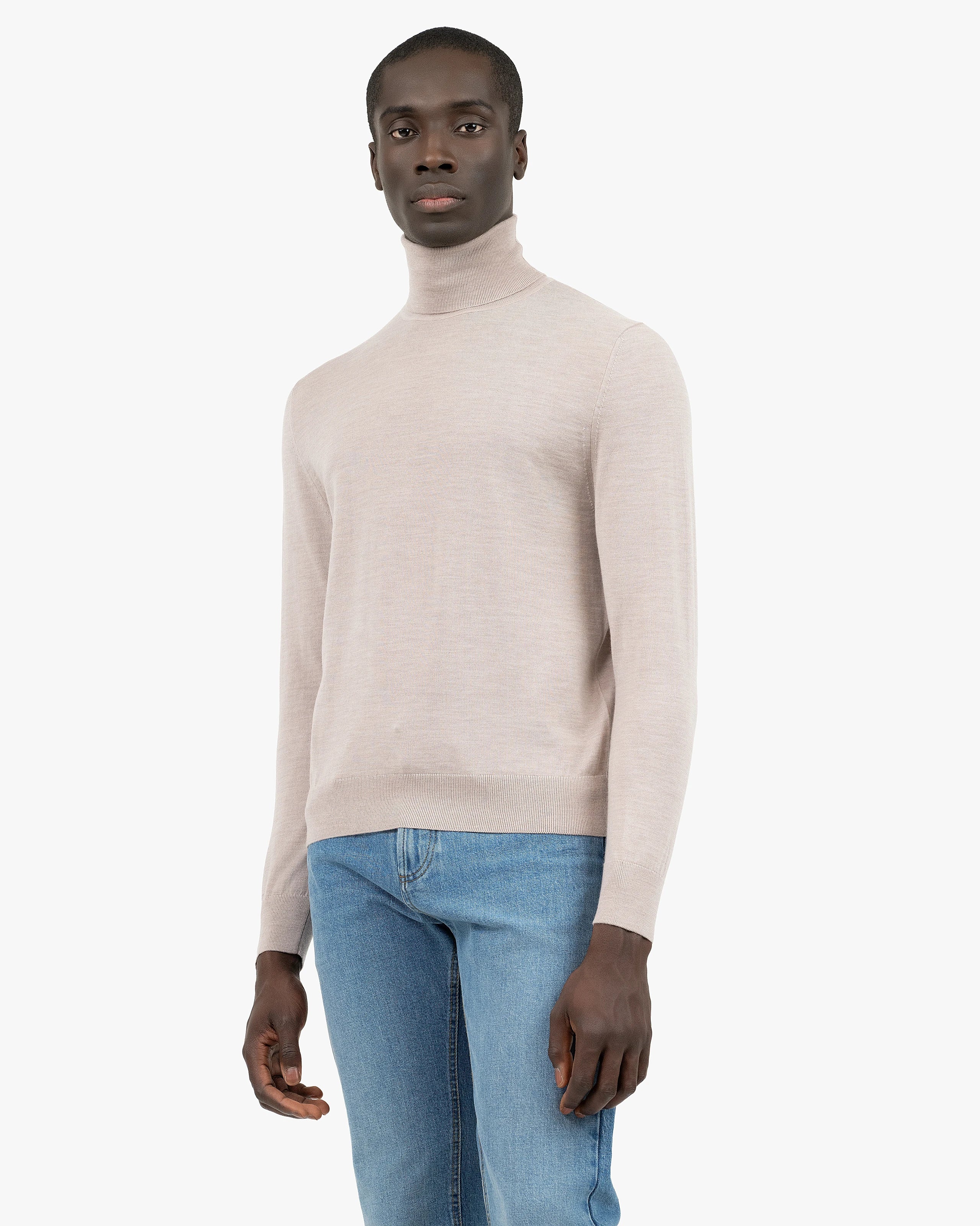 Men's Belmond Turtleneck Sweater - Beige Merino Superfine