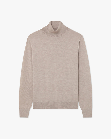 Men's Belmond Turtleneck Sweater - Beige Merino Superfine