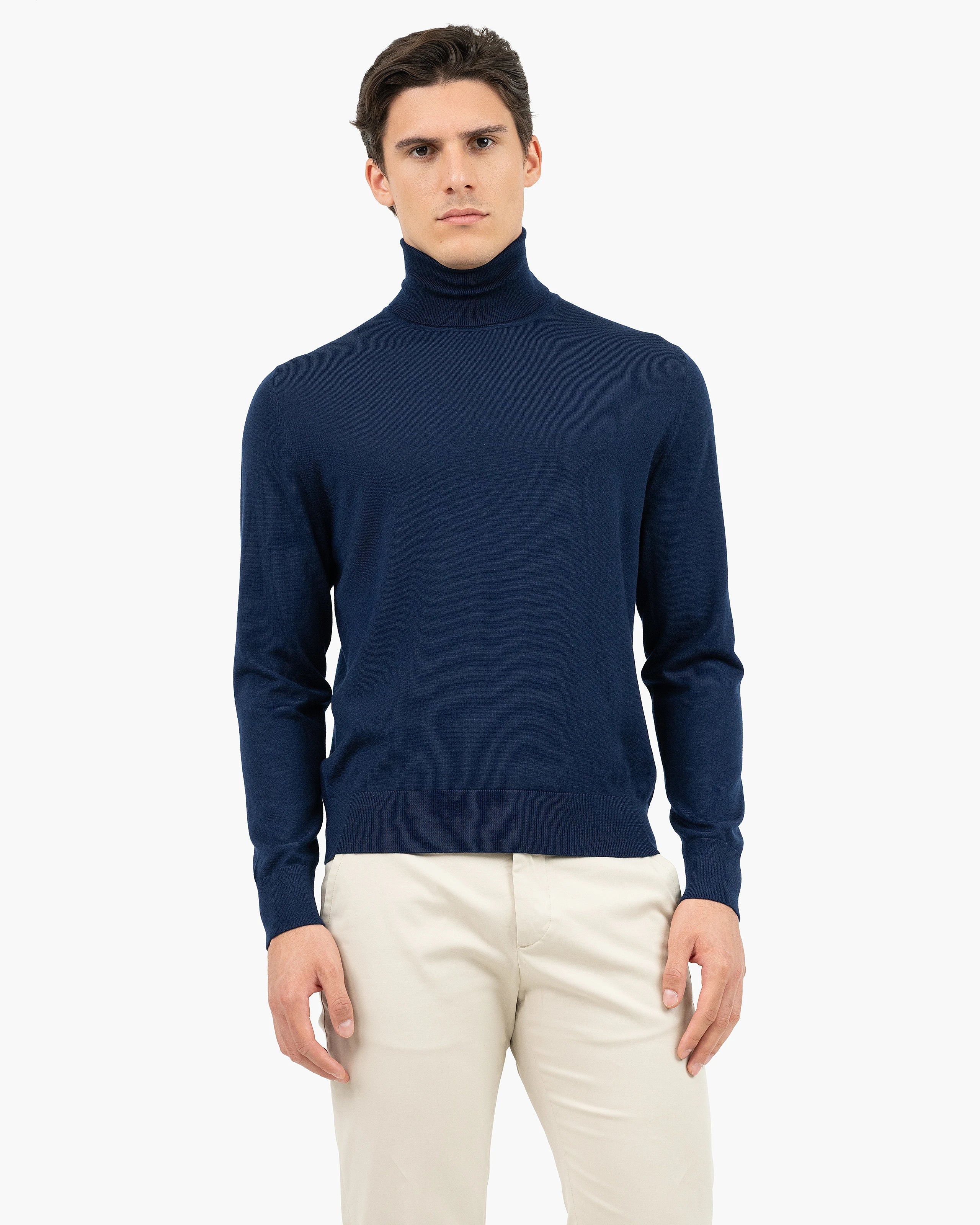Men's Belmond Turtleneck Sweater - Blue Merino Superfine