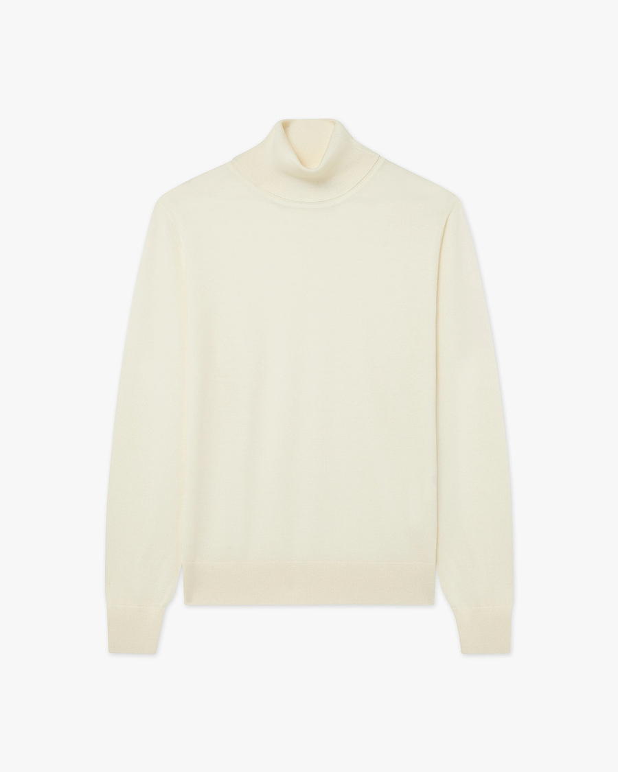 Men's Belmond Turtleneck Sweater - White Merino Superfine