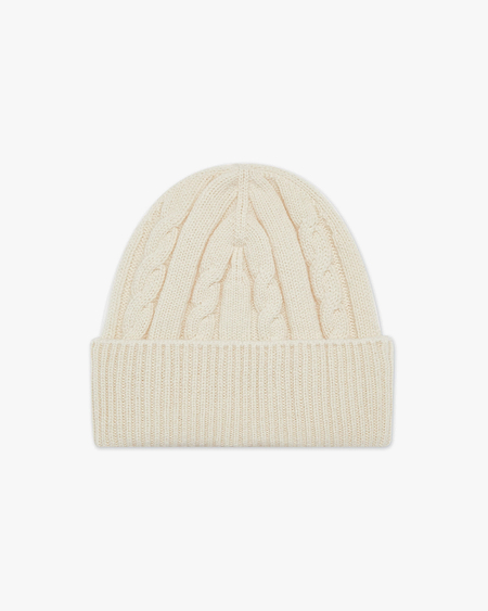 Men's Cable Knit Hat - White Cashmere