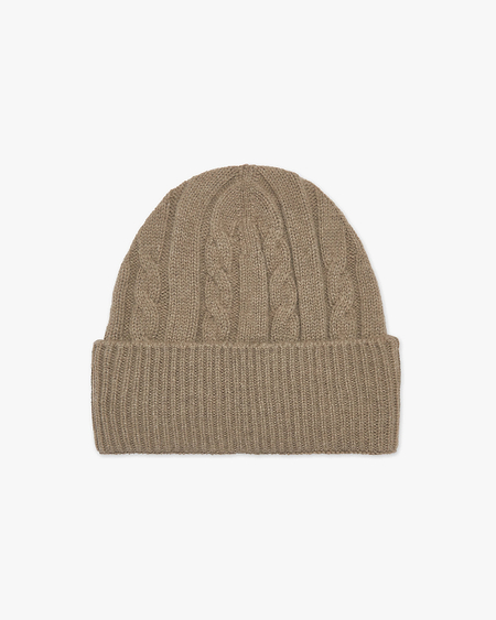 Men's Cable Knit Hat - Taupe Cashmere