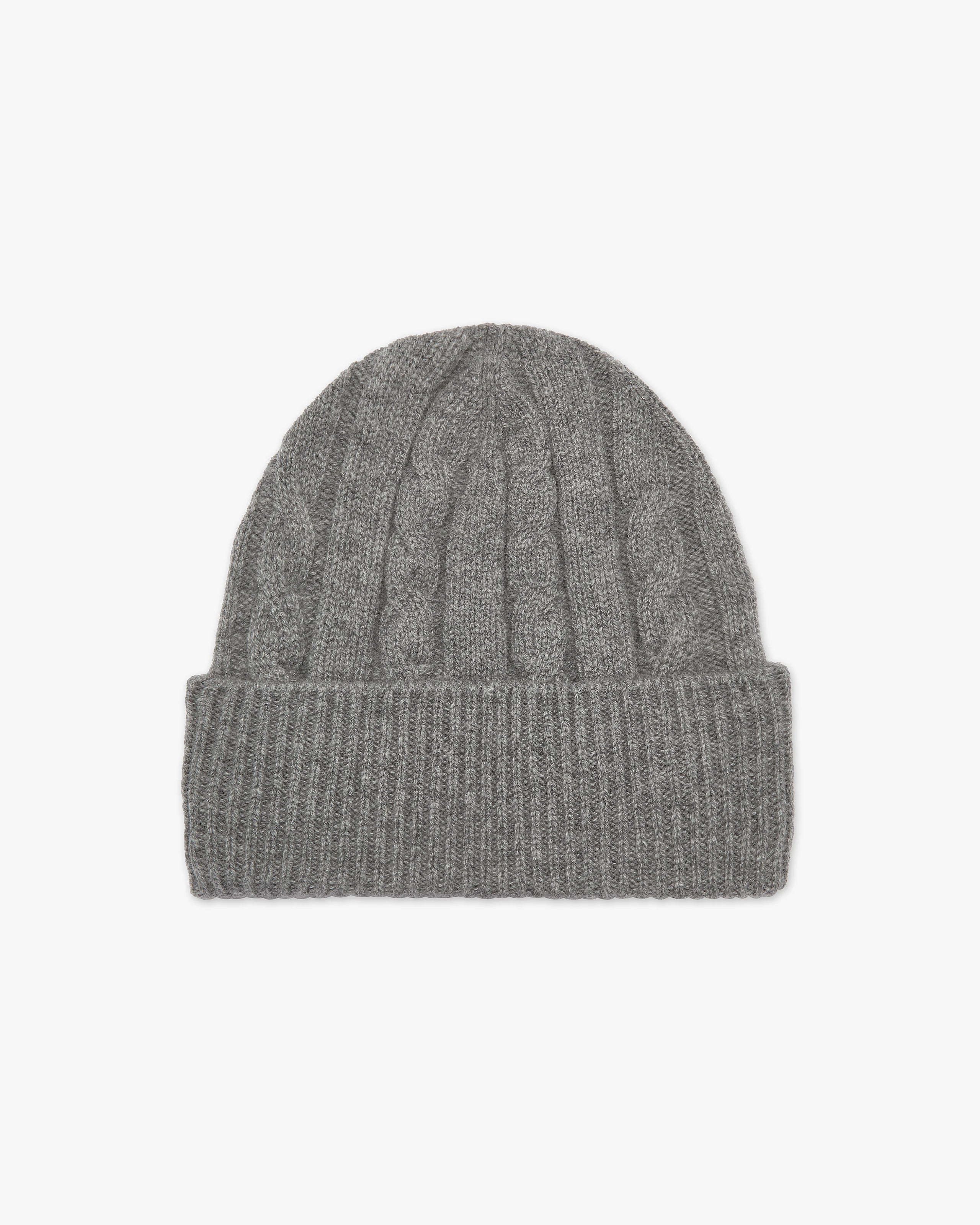 Cable Knit Cashmere Hat for Men - Medium Grey | MaisonCashmere