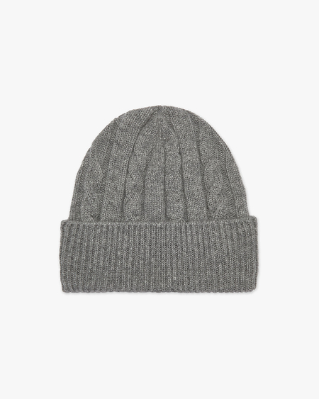Men's Cable Knit Hat - Medium Grey Cashmere