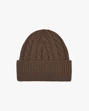 Men's Cable Knit Hat - Brown