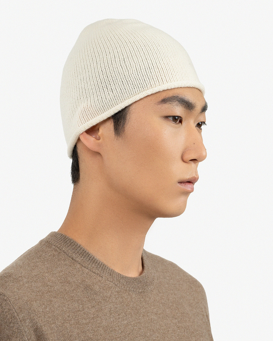 Men's San Carlo Beanie - White Cashmere