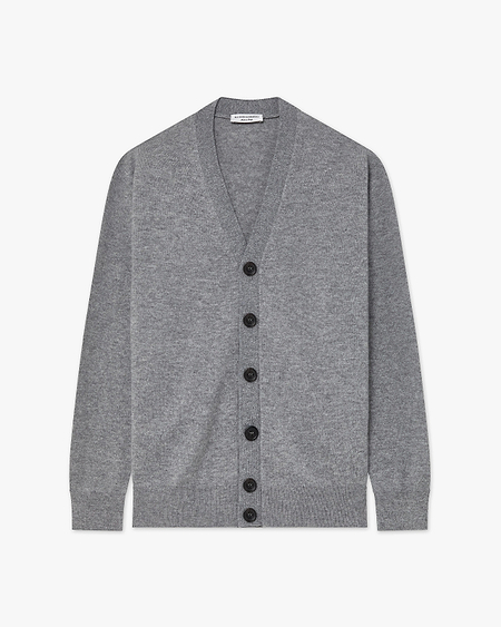 Men's Classic Cardigan - Medium Grey Cashmere