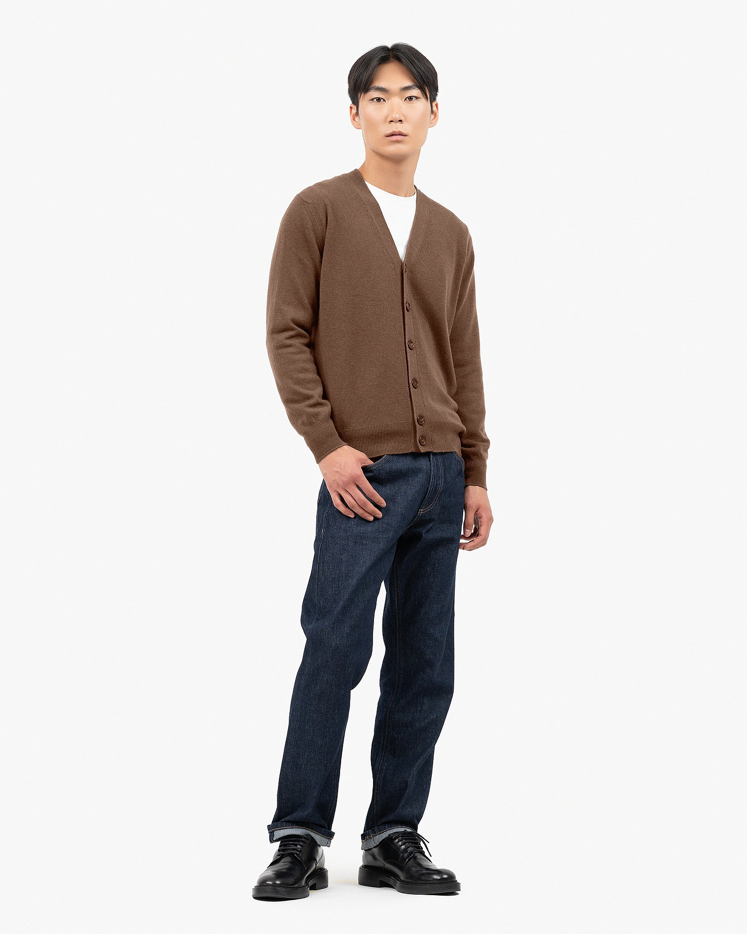 Men's Classic Cardigan - Brown Cashmere