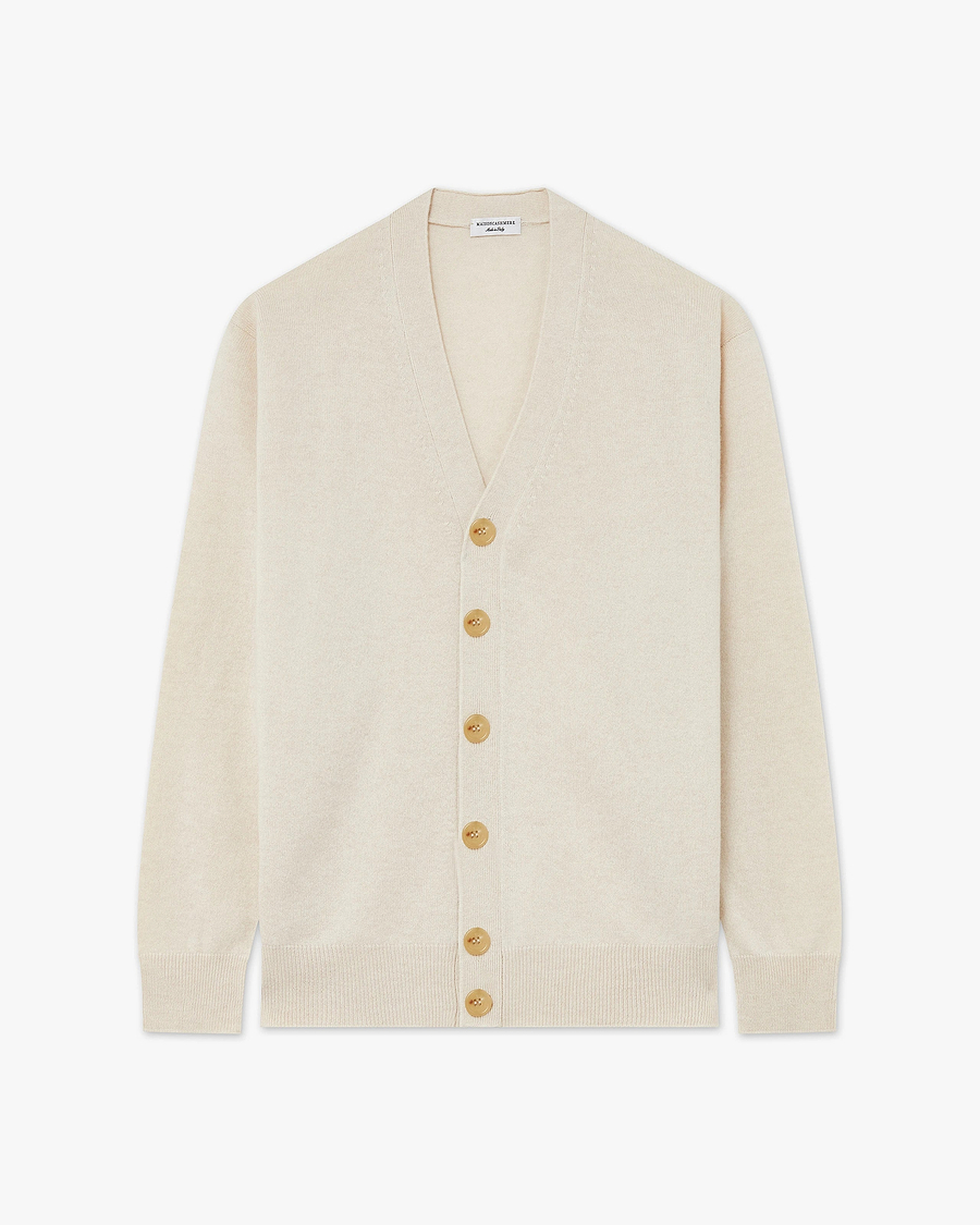 Men's Classic Cardigan - Light Beige Cashmere