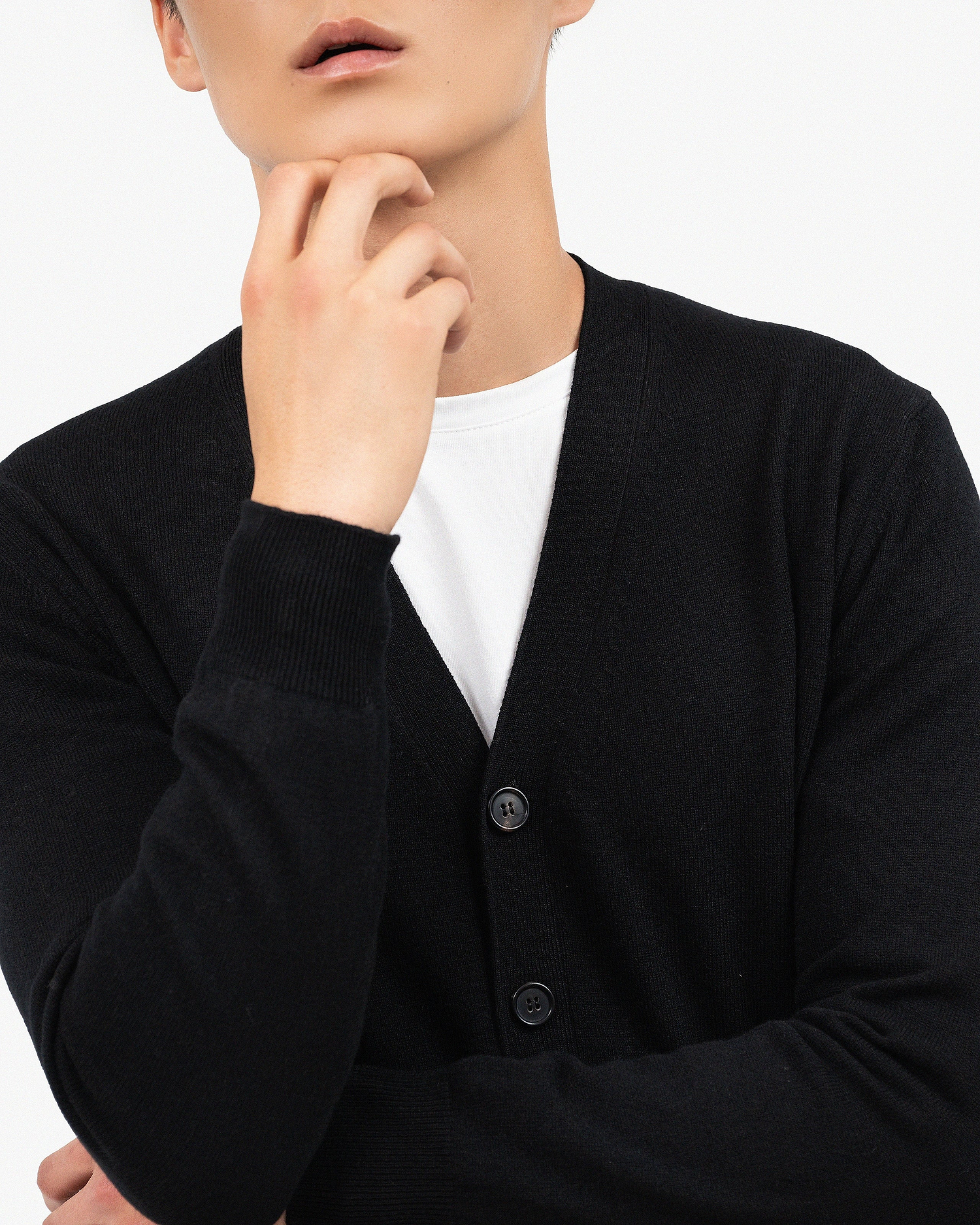 Men's Classic Cardigan - Black Cashmere