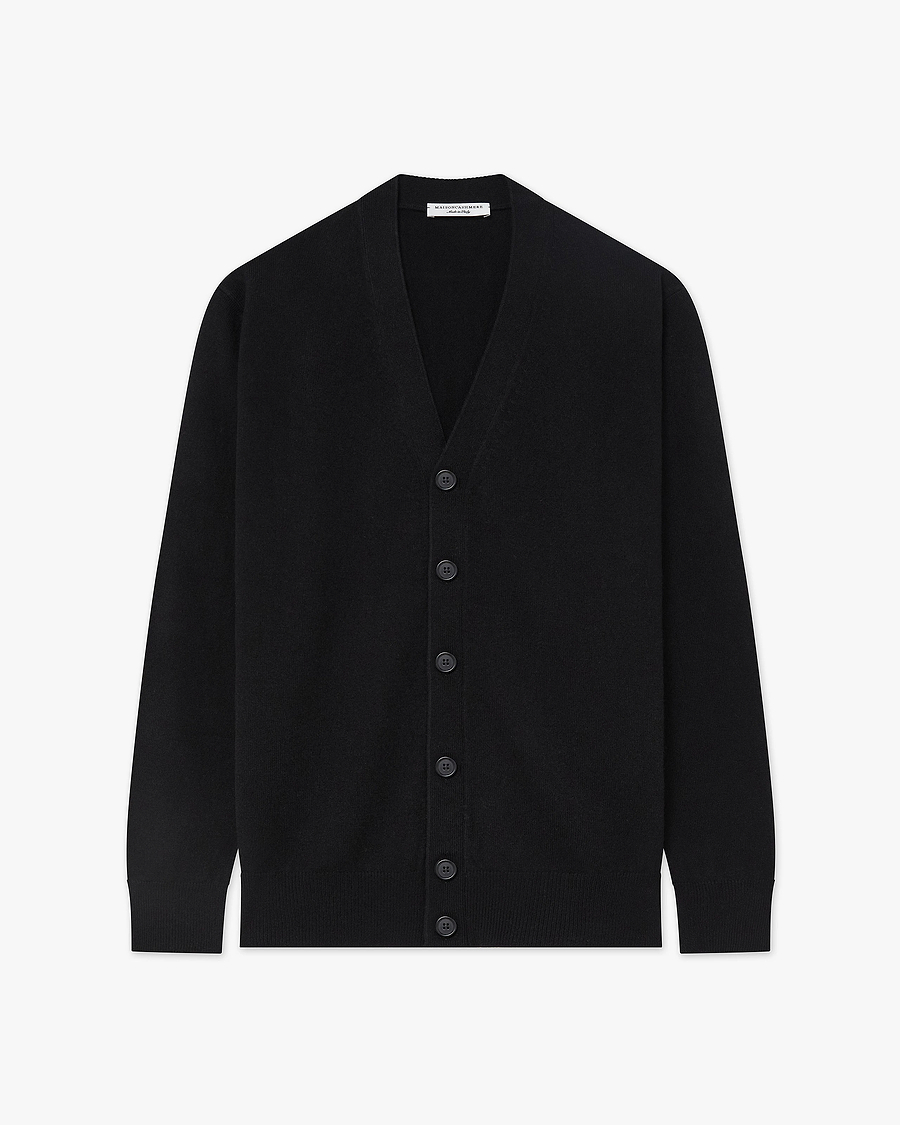 Men's Classic Cardigan - Black Cashmere