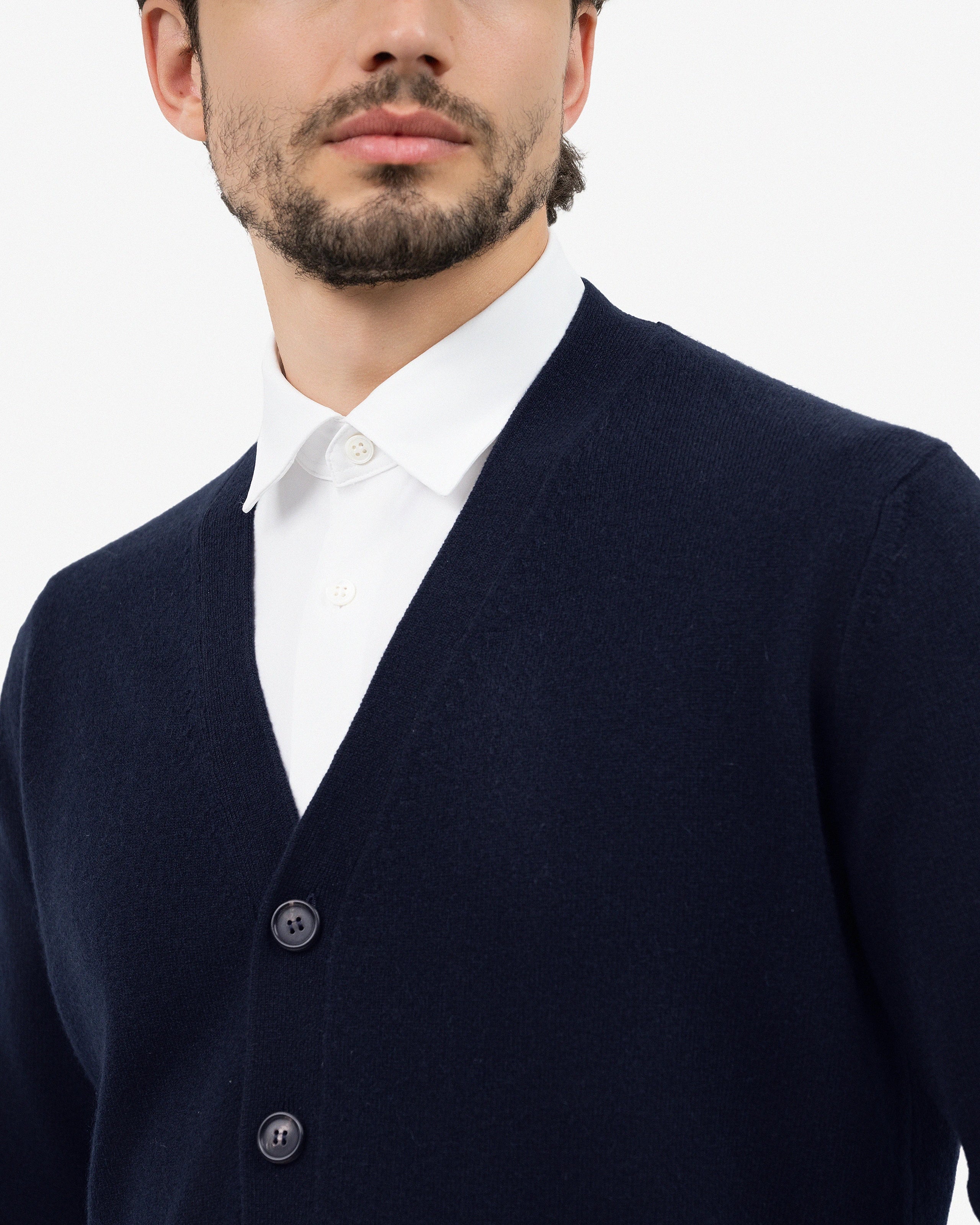 Men's Classic Cardigan - Night Blue Cashmere