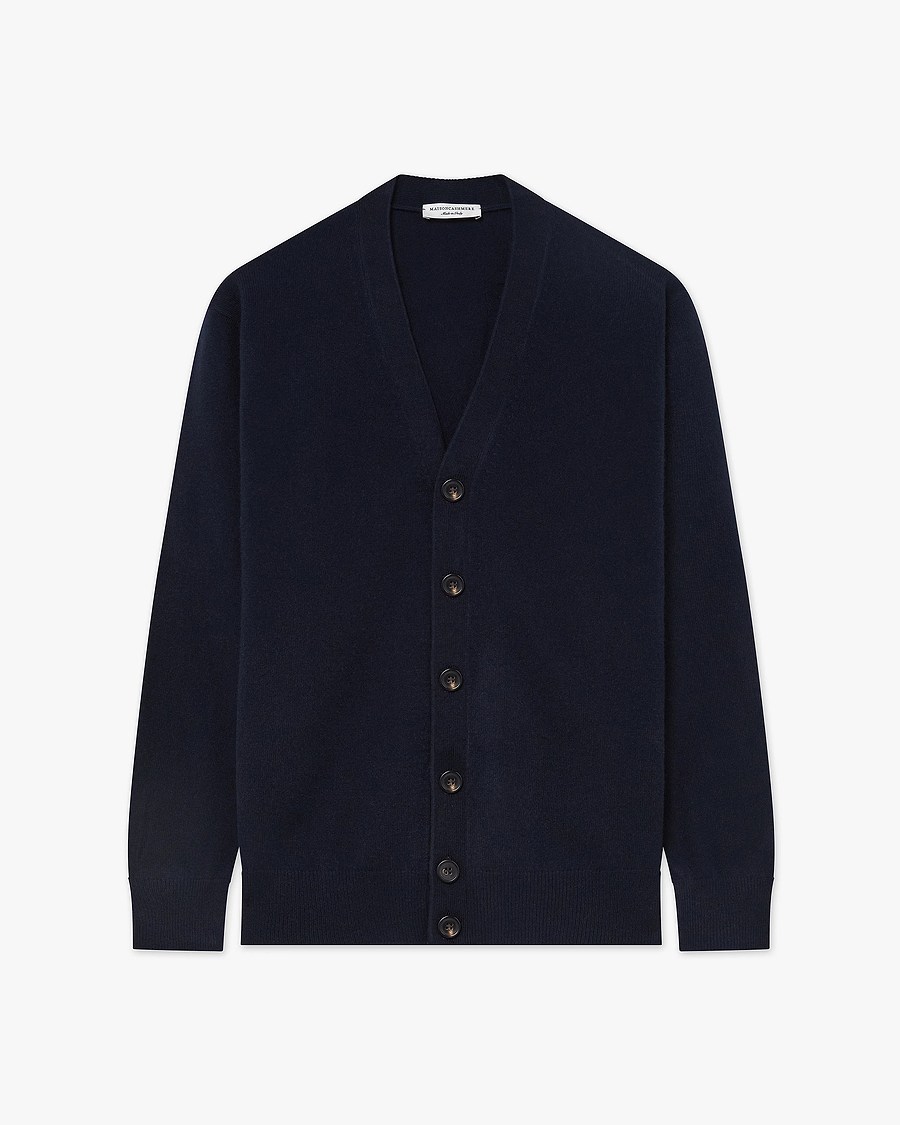 Men's Classic Cardigan - Night Blue Cashmere