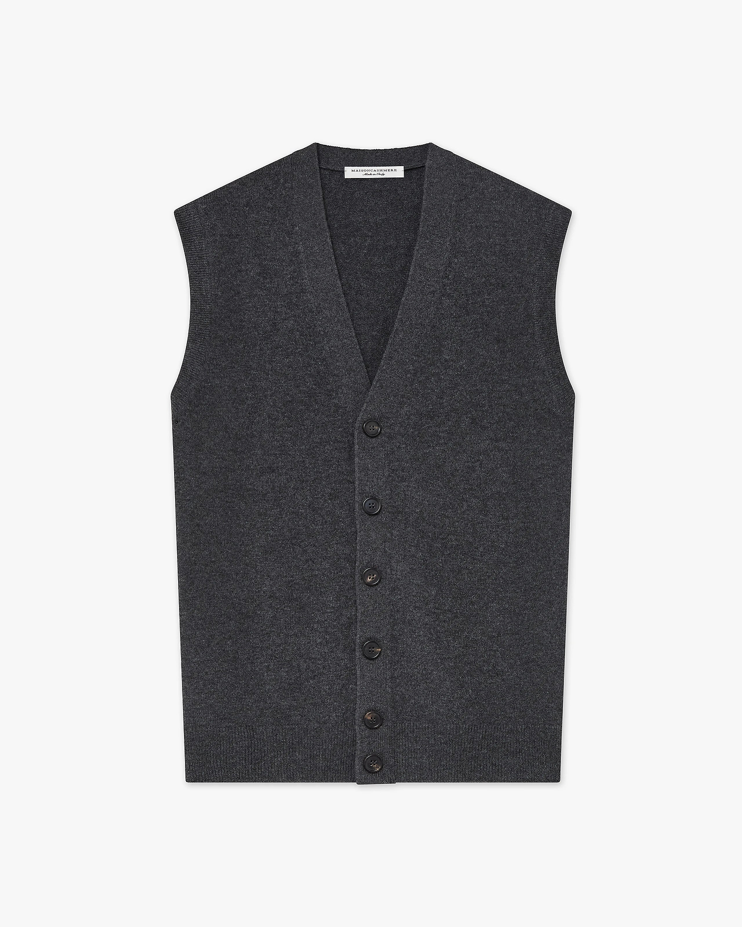Men's Classic Cardigan Vest - Charcoal Cashmere