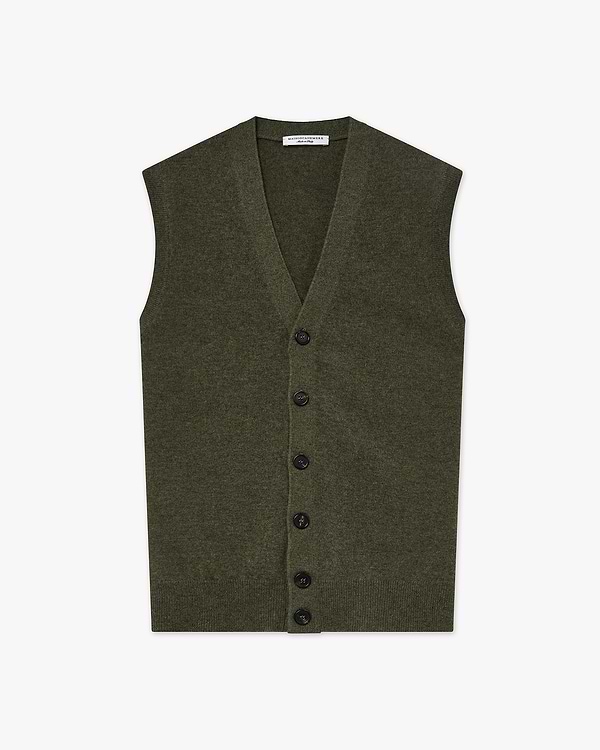 Men's Classic Cardigan Vest - Green