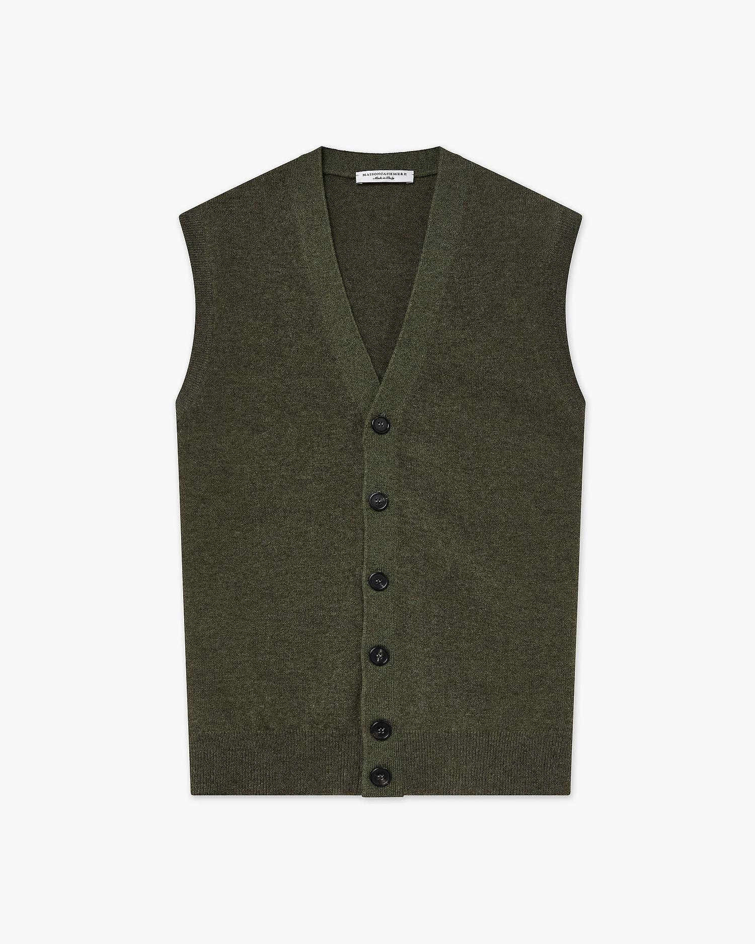 Men's Classic Cardigan Vest - Green Cashmere